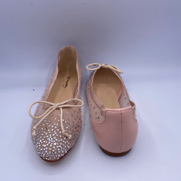 XYD Crystal Studs Ballet Flat Round Toe Rhinestone - Picture 5 of 8